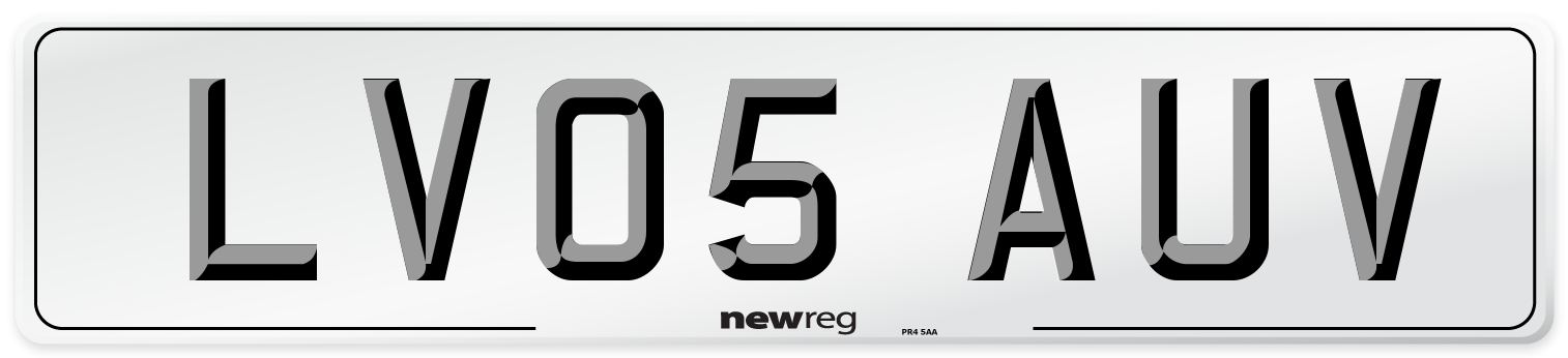 LV05 AUV Number Plate from New Reg